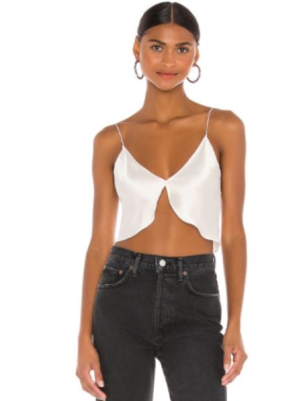 Avila x Cami Cream Satin Cropped Cami Top